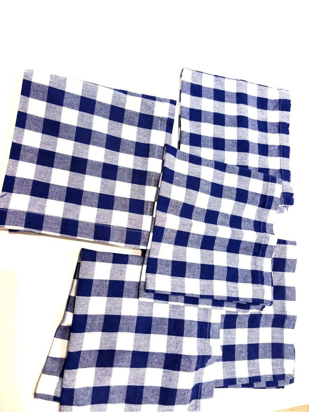 Cotton Craft Blue Plaid  Check Cotton Napkins  set of 6